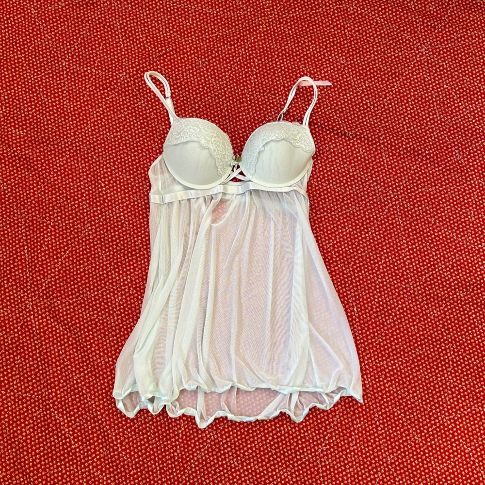 Daisy Fuentes Mint Green Lace Push Up Babydoll Lingerie Small